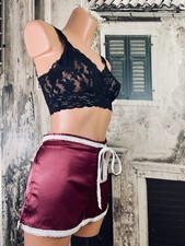 Deep red sliPpy stretchy satin effect sissy cami knickers panties M R36