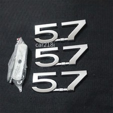 Chrome 5.7 Silver Metal Front Grille Emblem + 2x Sticker Decal Badge V8 Motor 3D