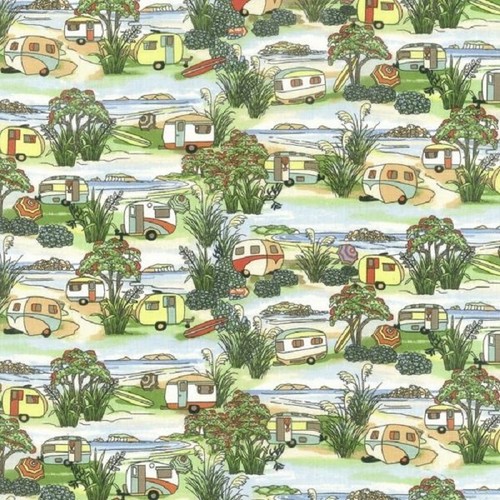 Fat quarter retro caravans - quarter,