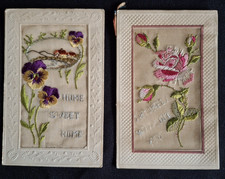 TWO WW1 silk embroidered