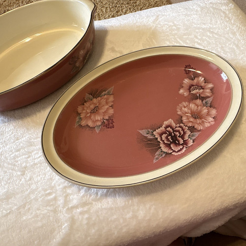Oval floral ceramic platter - floral,