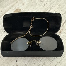 GOLD FILLED ANTIQUE PINCE NEZ GLASSEs SPECTACLES VINTAGE with CHAIN