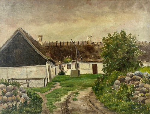 Oil painting antique 1919 farm - painting,