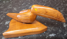 Vintage Toucan Bird Carved Wooden Figurine Sculpture inset eyes