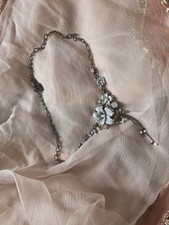 Vintage Duck Blue Enamel Floral Necklace Elegant Wedding Costume Jewellery Gift