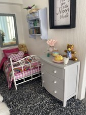 Dolls House 1:12 scale light grey painted chest of draws with three draws