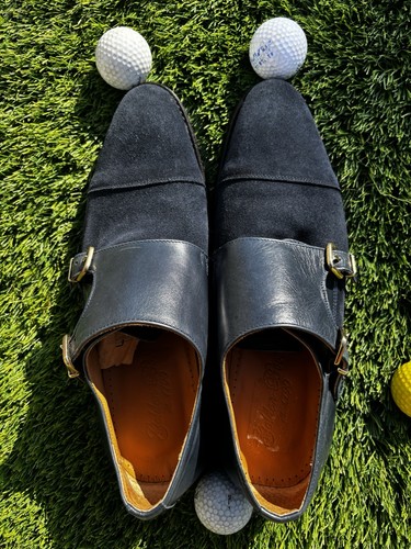 Blue suede leather - suede, double