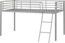 Kids Metal Mid Sleeper Cabin Bunk Bed in Black & White  Cream Childrens Loft