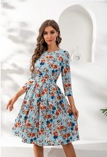 Womens Vintage Retro 1950s Swing Dress Rockabilly Evening Party Prom Midi Dress