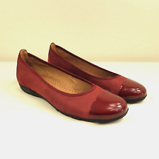 Gabor Hovercraft Size UK 5 38 Red Leather Slip On Flat Shoes Ballerina Pumps