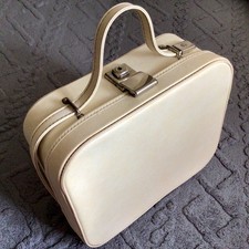 Vintage Original 1960s Retro Cream Vanity Case Luggage Travel Bag Small Suitcase