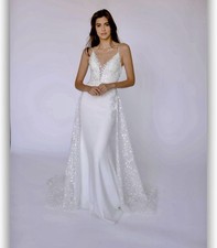 New Rrp £2385 Fitted Crepe Wedding Dress Lace Vanessa Love & Liberty 12 10