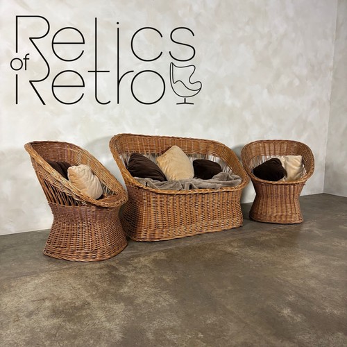 1970s rattan sofa pair - &,