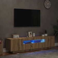 Modern TV Unit Cabinet light Oak Stand Wooden OAK with LED Lights 160 CM
