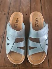ROHDE HYDRANGEA LEATHER SLIP ON SANDALS BLUE/GREEN ADJUSTABLE FASTENING UK 7.5