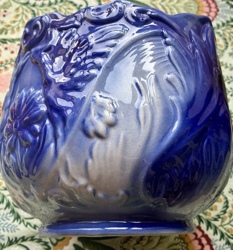 Vintage floral blue white - blue,