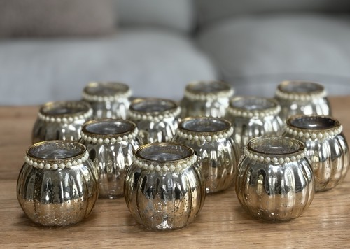 Gold mercury glass tealight - gold,