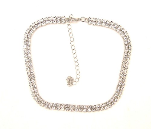 Two rows crystal necklace - rows,