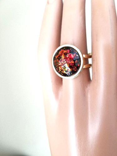 Opal ring red fire faceted - ring,