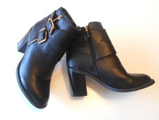 Peacocks Ladies Black Double Zip High Heel Ankle Boots Size 5 UK/ 38 EUR