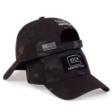 Glock Baseball Cap, Jungle Camo embroidered logos and U.S. Flag, fits up to 62cm
