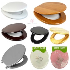 18" MDF New Universal Bathroom WC Toilet Seat Quick Easy Fit Wooden / Soft