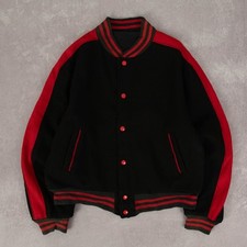 Vintage 80s Wool Varsity Jacket M Men's Black Americana