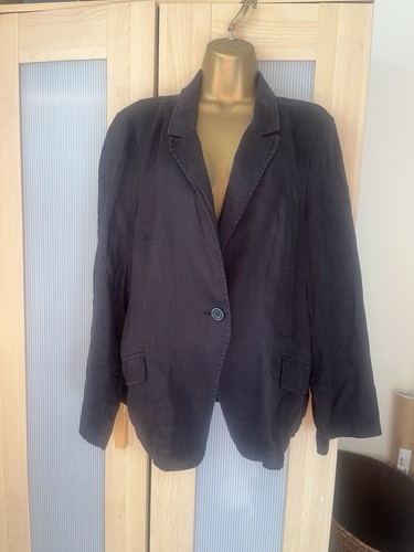 Indigo black linen jacket - indigo,