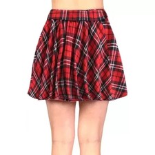 Women's Skater Mini Skirt, Flared Elastic Waist, Ladies Plain Stretchy Skirt