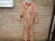 TRUE VINTAGE LAURA LEE COTTON FLORAL/ORANGE DRESS WITH BELT SIZE 12 