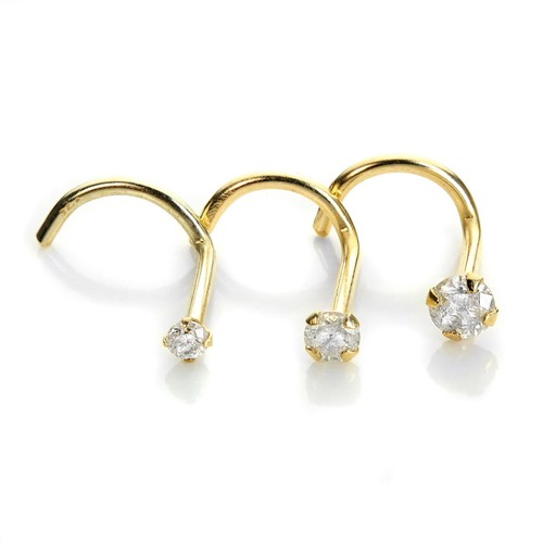 9ct gold diamond nose - diamond, screw