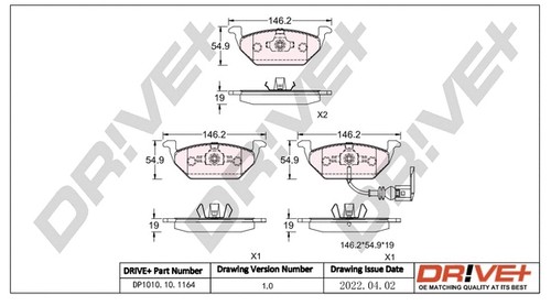 Front brake pad set disc - front,
