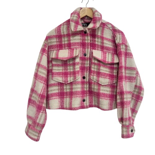 Zara pink plaid cropped - plaid,