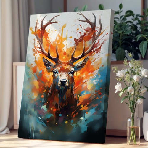 Stag abstract canvas wall - canvas, art