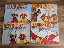 4 Vintage Rupert the Bear Books, Good Condition. 1 HB.  3PB 1989