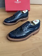 Grenson Archie Triple Welt Navy Leather Mens Brogue Shoe Uk 8 Made In England