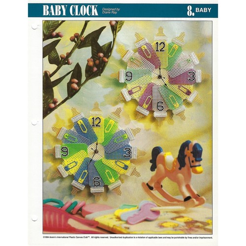 Baby clock plastic canvas - clock,