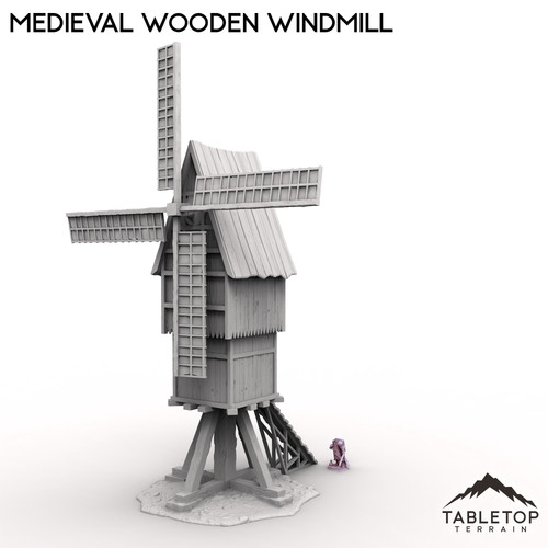 Medieval wooden windmill - windmill,