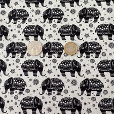 Black Elephant Print on White