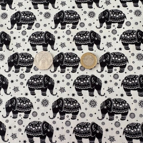 Black elephant print - black, white
