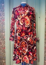 Vintage Tom Jones Of Mayfair 60s Psychedelic / Mod Shirt Dress Made In England
