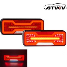 2pcs LED Rear Brake Reverse Tail Light Dynamic Truck Trailer 4 Functions 12V 24V