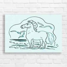Whimsical Horse Teal Canvas
