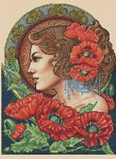 art deco lady and Poppies