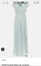 Phase Eight Hallie Pleated Wide Leg Jumpsuit Aquamarine Sz 12 NWT Current Line
