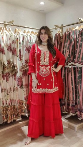 Punjabi sharara red kurti - punjabi,