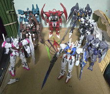 Built lot of 8 HG Witch From Mercury Gundam model kits, 1/144, Aerial, Pharact