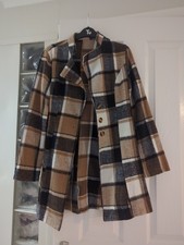 Shein Womens Long Sleeve Plaid Jacket, Unlined, Size S, New, Unworn
