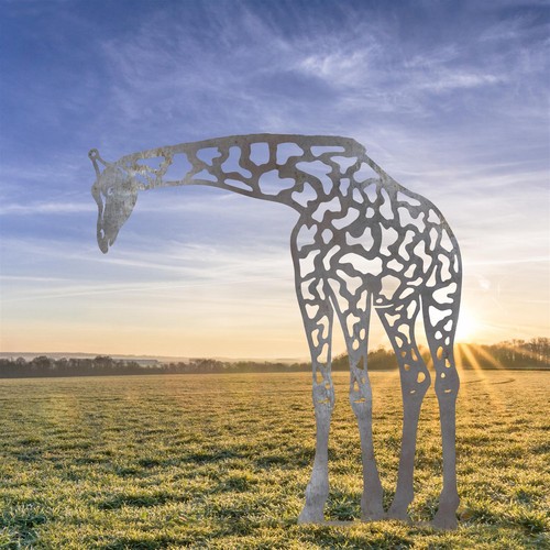 Natural steel drinking giraffe - natural,