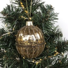 JOHN LEWIS GLASS RIBBED CRACKLE GLAZE KEEPSAKE MEMORY GLITTER OPENING BAUBLE